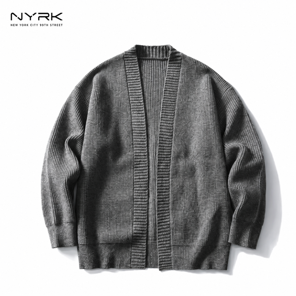 NYRK.ニューヨーカー リブ編み オーバーサイズ ニットカーディガン メンズ