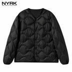 NYRK.ニューヨーカー 中綿キルティング ジャケット Vネック ノーカラー リバーシブル メンズ