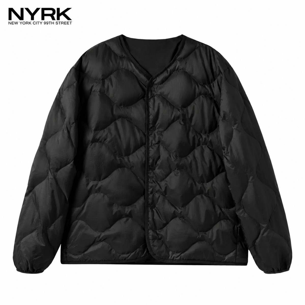 NYRK.ニューヨーカー 中綿キルティング ジャケット Vネック ノーカラー リバーシブル メンズ