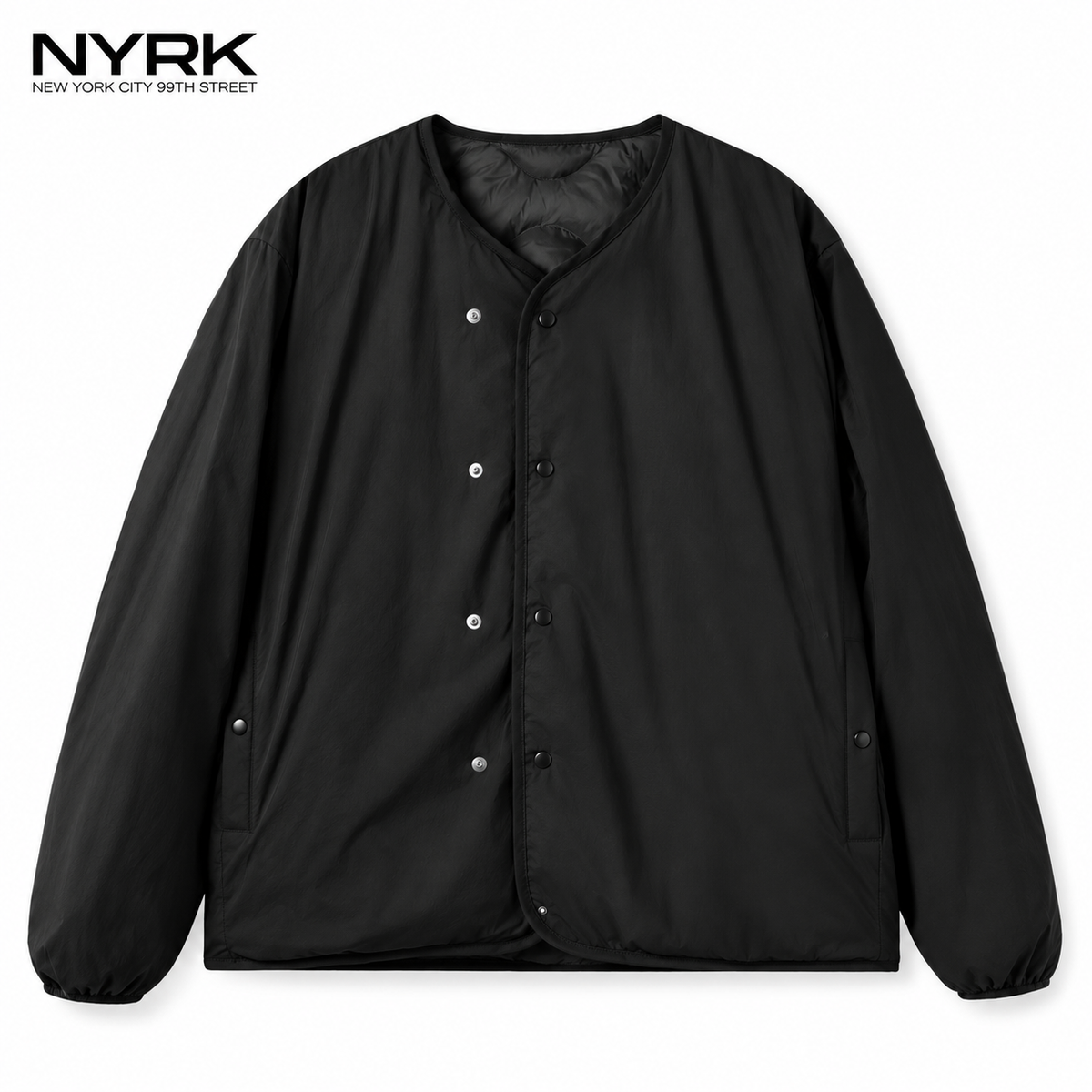 NYRK.ニューヨーカー 中綿キルティング ジャケット Vネック ノーカラー リバーシブル メンズ