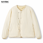 NYRK.ニューヨーカー 中綿キルティング ジャケット Vネック ノーカラー リバーシブル メンズ
