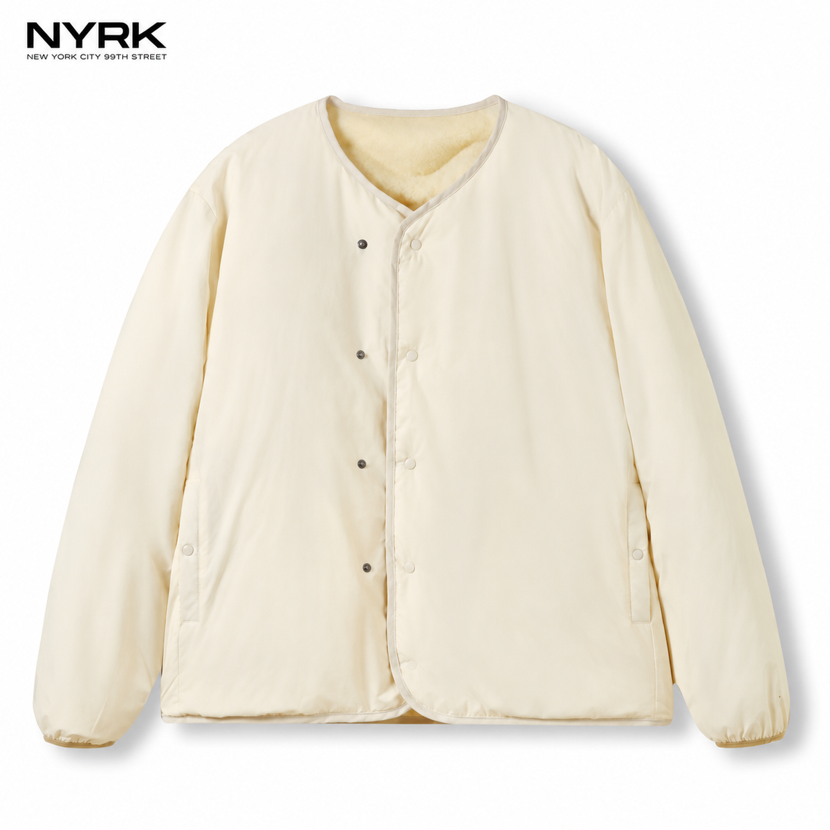 NYRK.ニューヨーカー 中綿キルティング ジャケット Vネック ノーカラー リバーシブル メンズ