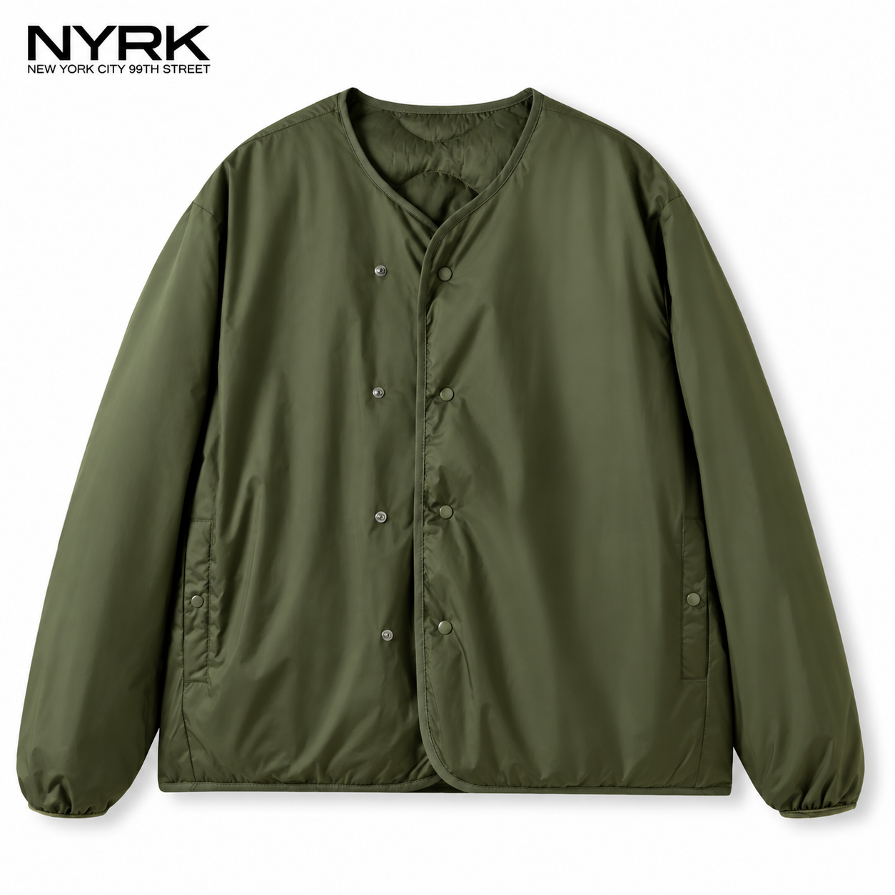 NYRK.ニューヨーカー 中綿キルティング ジャケット Vネック ノーカラー リバーシブル メンズ