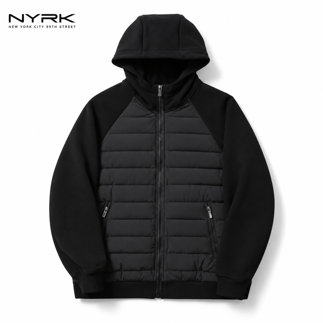 NYRK.ニューヨーカー 中綿ジャケット フードディー 切り替えブルゾン メンズ