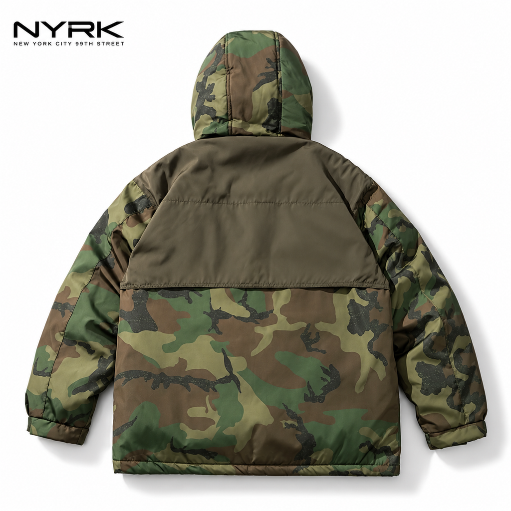 NYRK.ニューヨーカー 迷彩柄 中綿ジャケット フード付き ミリタリーブルゾン メンズ