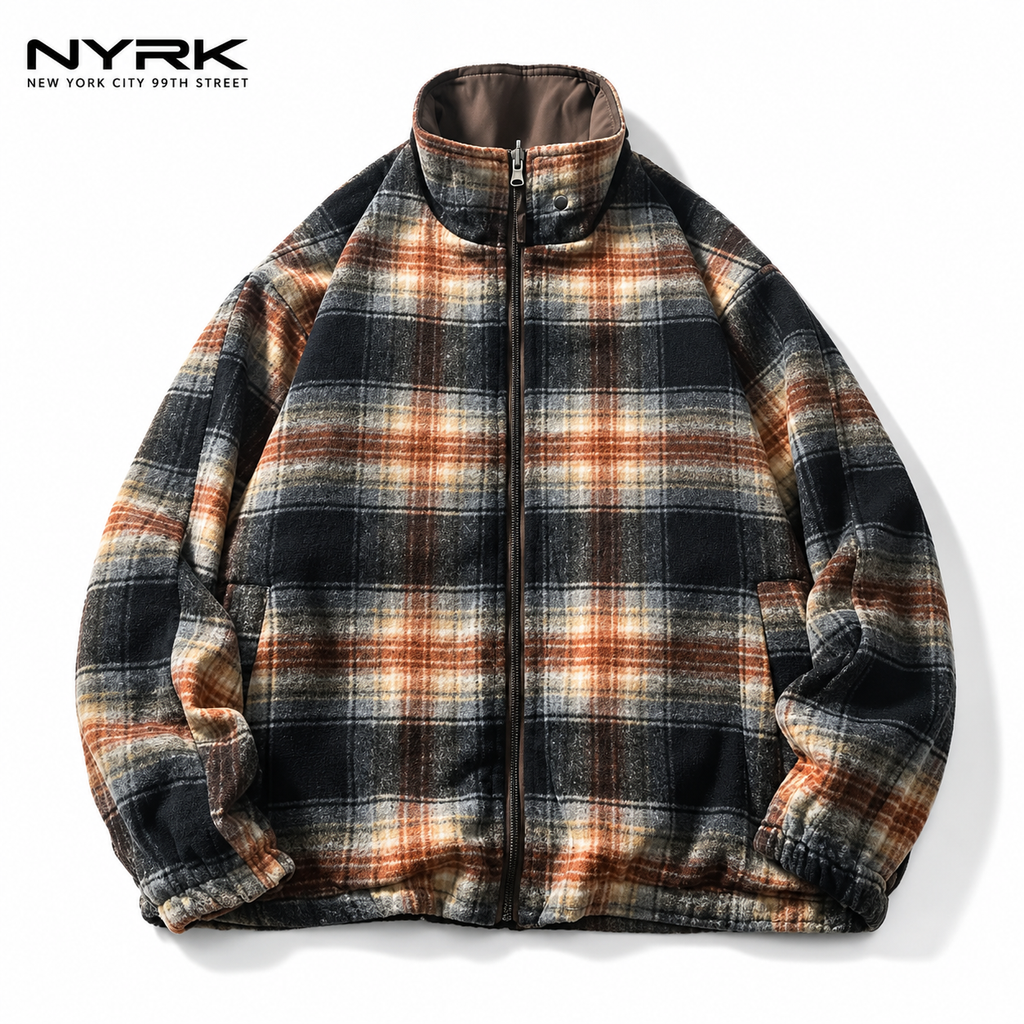 NYRK.ニューヨーカー チェック柄 フランネル ジップアップジャケット リバーシブル メンズ
