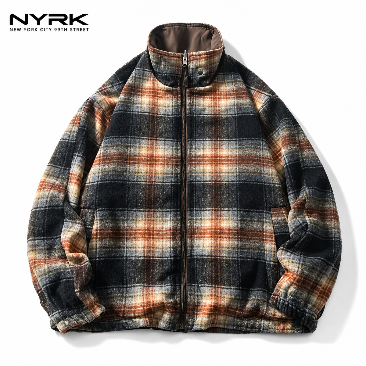 NYRK.ニューヨーカー チェック柄 フランネル ジップアップジャケット リバーシブル メンズ
