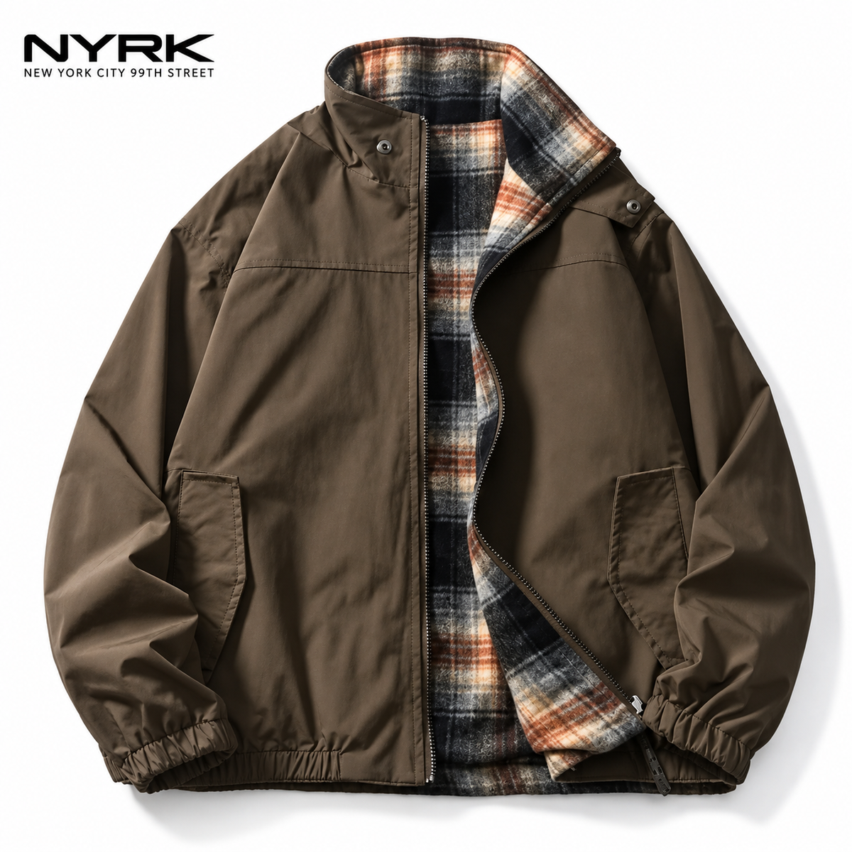 NYRK.ニューヨーカー チェック柄 フランネル ジップアップジャケット リバーシブル メンズ