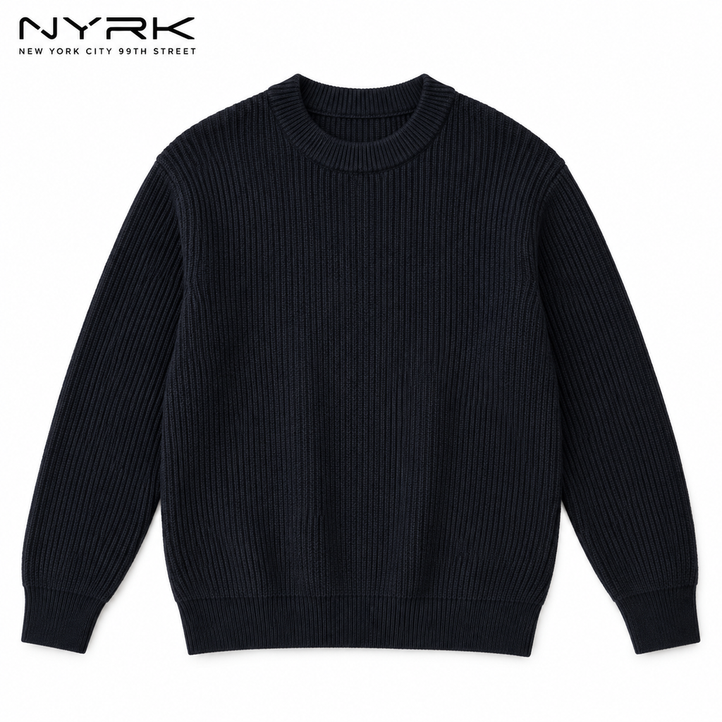 NYRK .ニューヨーカー リブニット クルーネック 長袖セーター メンズ