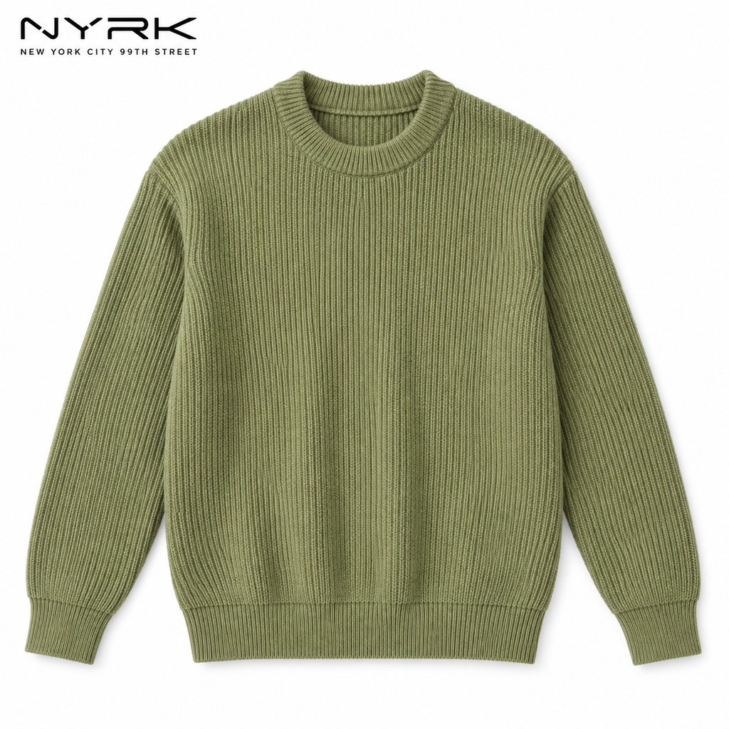 NYRK .ニューヨーカー リブニット クルーネック 長袖セーター メンズ
