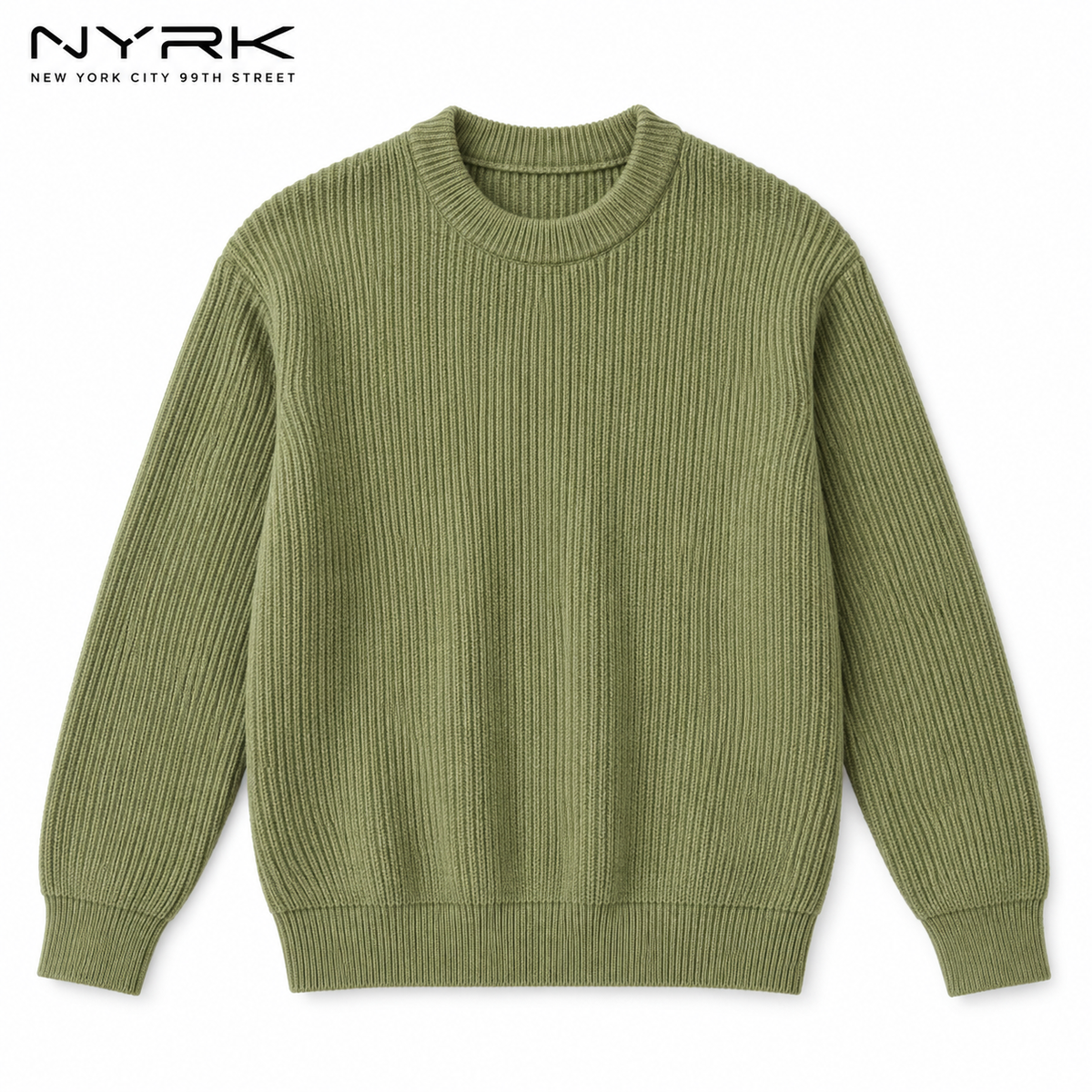 NYRK .ニューヨーカー リブニット クルーネック 長袖セーター メンズ