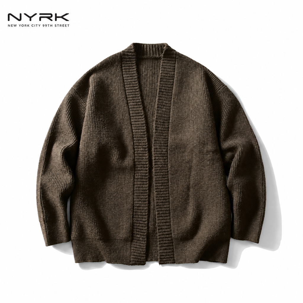 NYRK.ニューヨーカー リブ編み オーバーサイズ ニットカーディガン メンズ