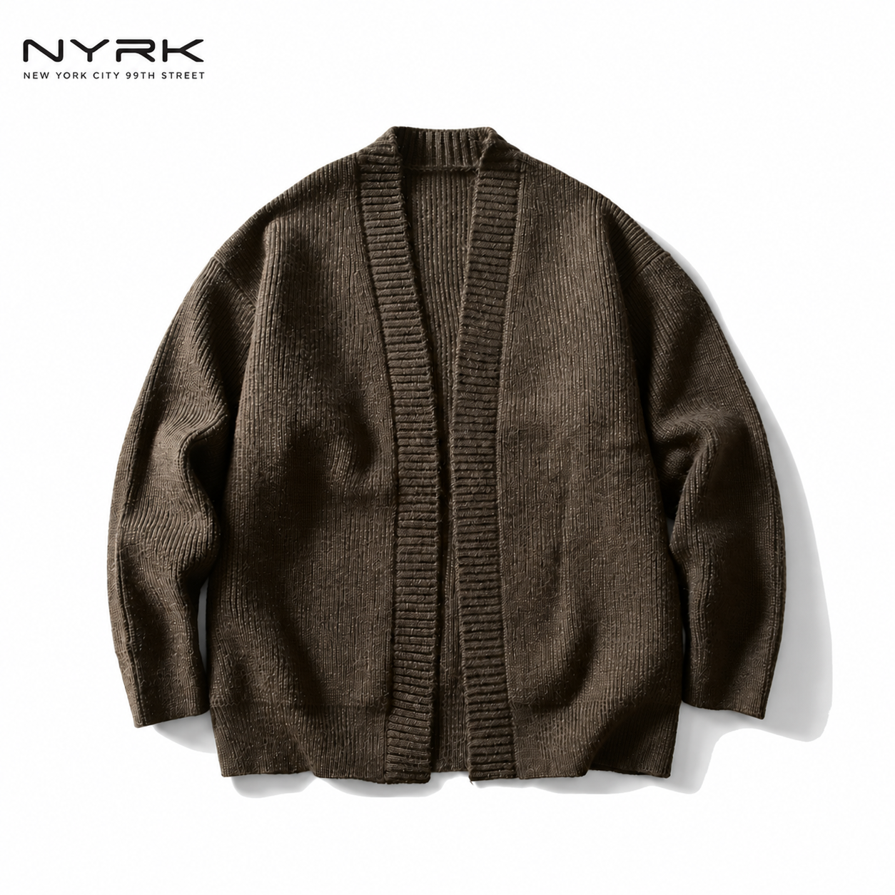 NYRK.ニューヨーカー リブ編み オーバーサイズ ニットカーディガン メンズ