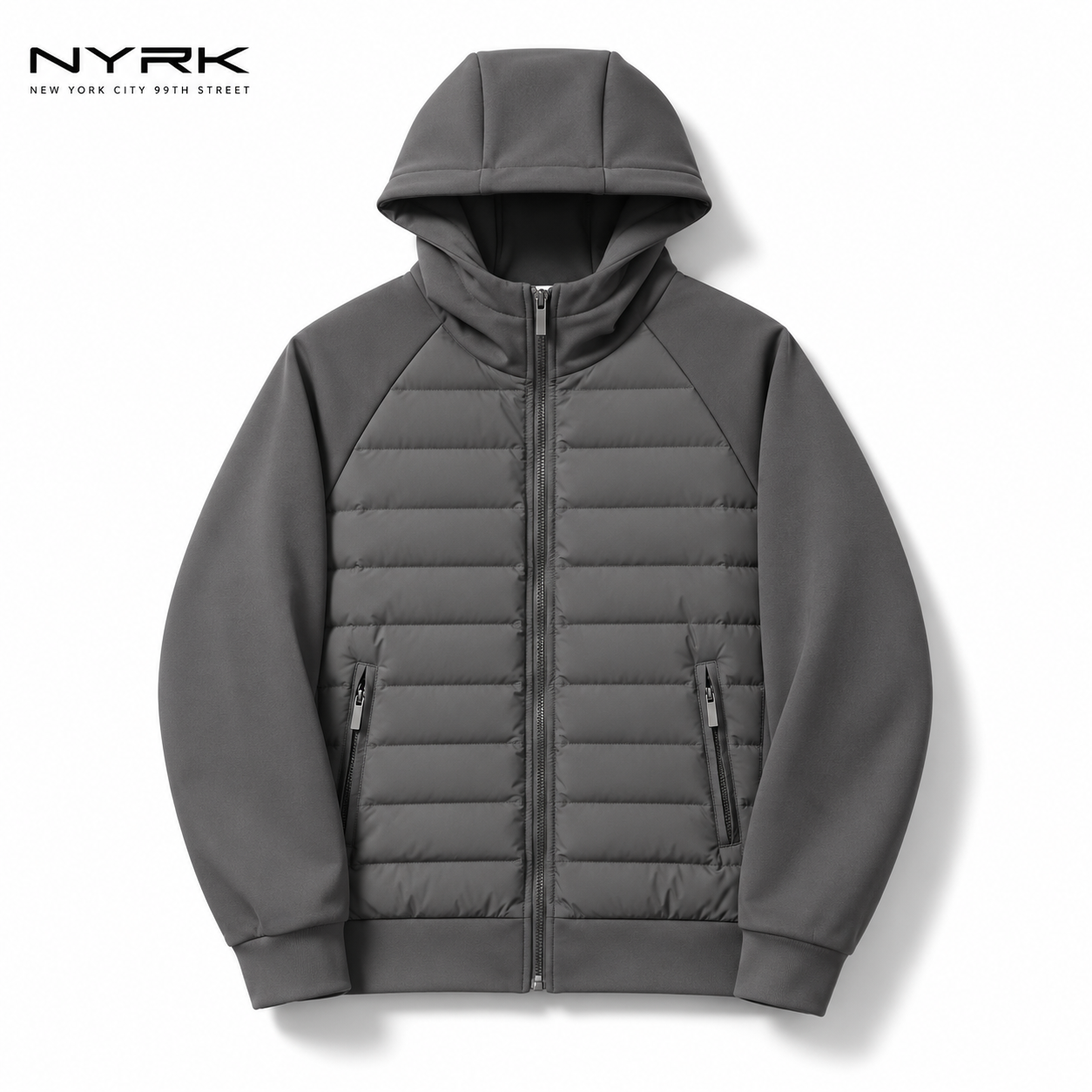 NYRK.ニューヨーカー 中綿ジャケット フードディー 切り替えブルゾン メンズ