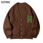 NYRK.ニューヨーカー リブ編み Vネック ニットカーディガン メンズ