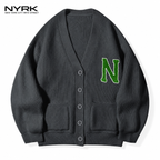 NYRK.ニューヨーカー リブ編み Vネック ニットカーディガン メンズ